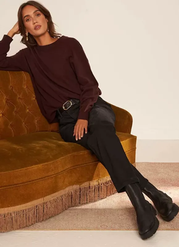 Pull Col Rond 100% Cachemire Marron Mapoue Sud Express