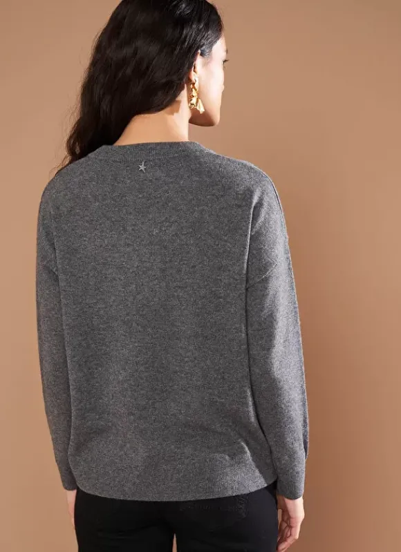 Pull Col Rond 100% Cachemire Gris Chine Mapoue Sud Express