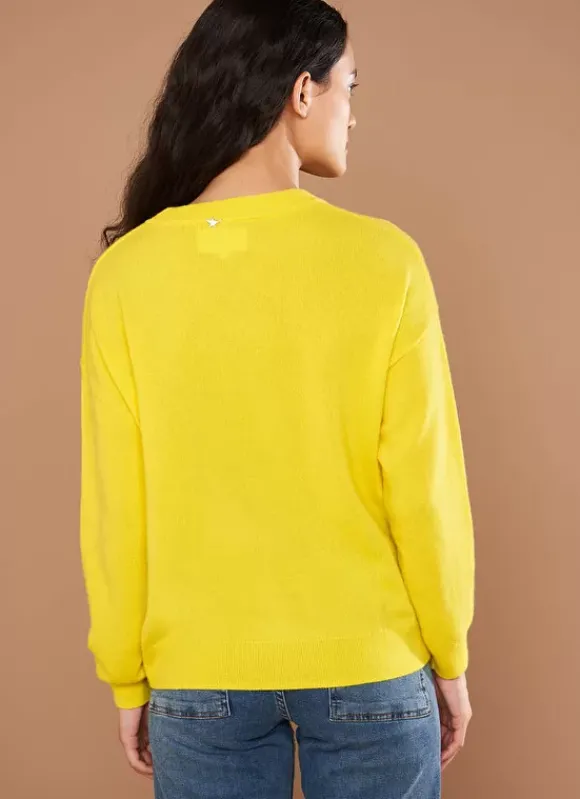 Pull Col Rond 100% Cachemire Jaune Mapoue Sud Express