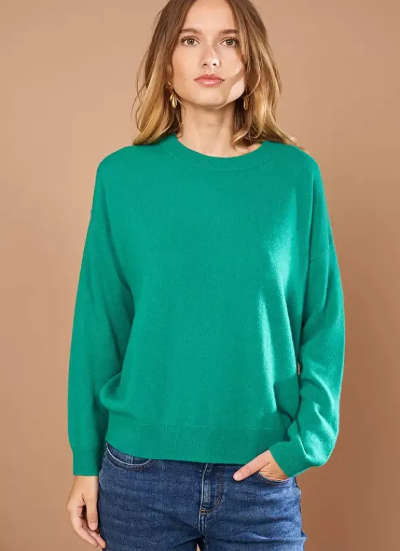 Pull Col Rond 100% Cachemire Vert Mapoue Sud Express