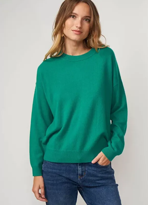 Pull Col Rond 100% Cachemire Vert Mapoue Sud Express