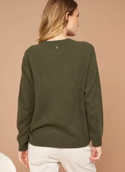Pull Col Rond 100% Cachemire Kaki Mapoue Sud Express
