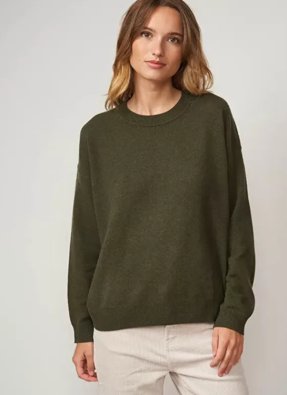 Pull Col Rond 100% Cachemire Kaki Mapoue Sud Express