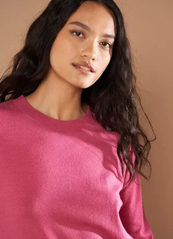 Pull Col Rond A Maille Douce Vieux Rose Melaniae Sud Express