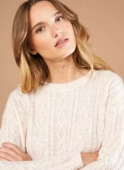 Pull Col Rond Avec Jeu De Torsades Poudre Madil Sud Express