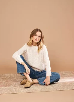 Pull Col Rond Avec Jeu De Torsades Poudre Madil Sud Express