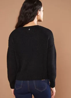 Pull Col Rond Details Ajoures Noir Maribelle Sud Express