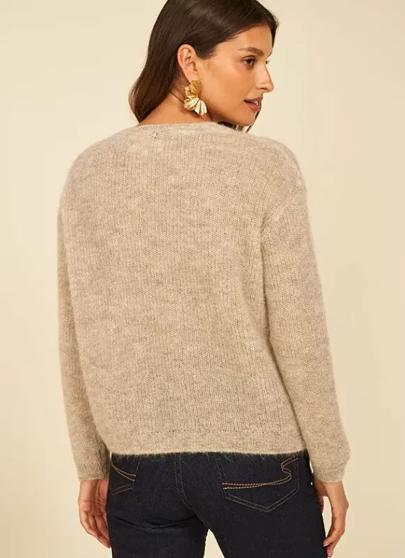 Pull Col Rond Ecru Chine Moncoeuro Sud Express