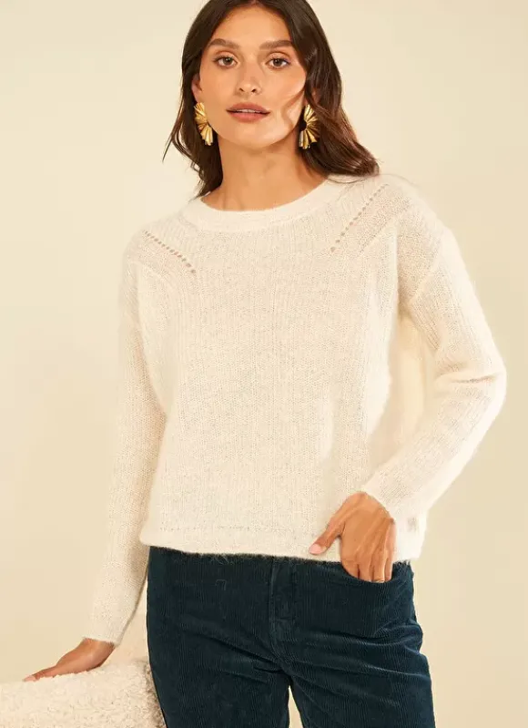 Pull Col Rond Ecru Moncoeuro Sud Express