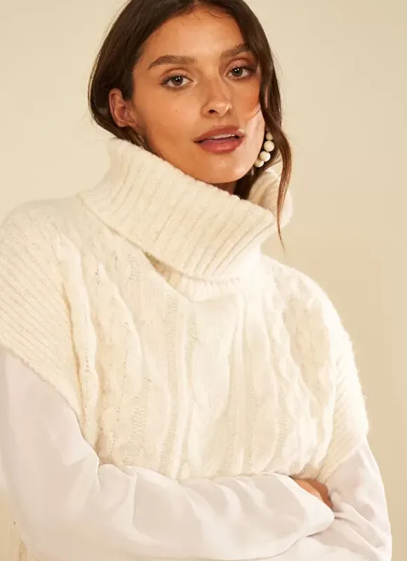 Pull Col Roule Ecru Mishapi Sud Express