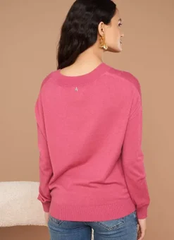 Pull Col V A Maille Douce Vieux Rose Marseillan Sud Express