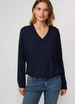 Pull Col V A Manches Longues Marine Madia Sud Express