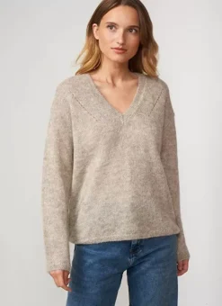 Pull Col V En Mohair Ecru Chine Mannakay Sud Express