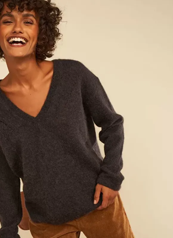Pull Col V En Mohair Plomb Mannakayx Sud Express