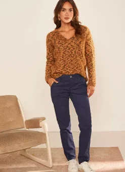 Pull Col V, Fil Effet Animal Camel Madeline Sud Express