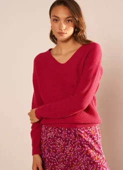Pull Col V Framboise Mathia Sud Express