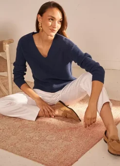 Pull Col V Indigo Mathia Sud Express