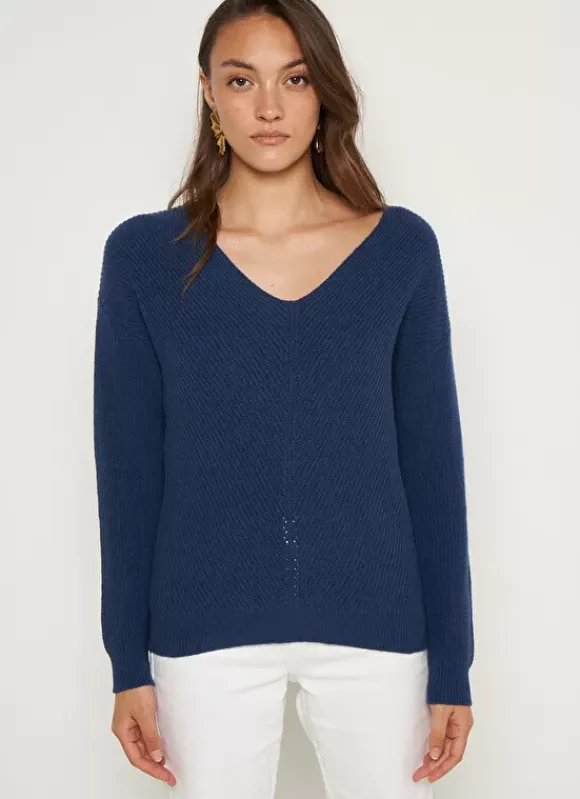 Pull Col V Indigo Mathia Sud Express