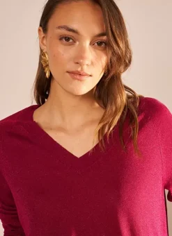 Pull Col V Irise Framboise Madeleine Sud Express