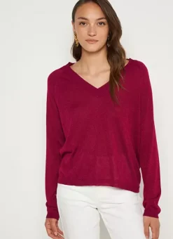 Pull Col V Irise Framboise Madeleine Sud Express
