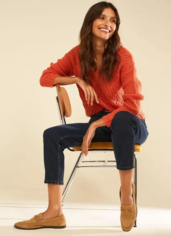 Pull Encolure V Abricot Margot Sud Express
