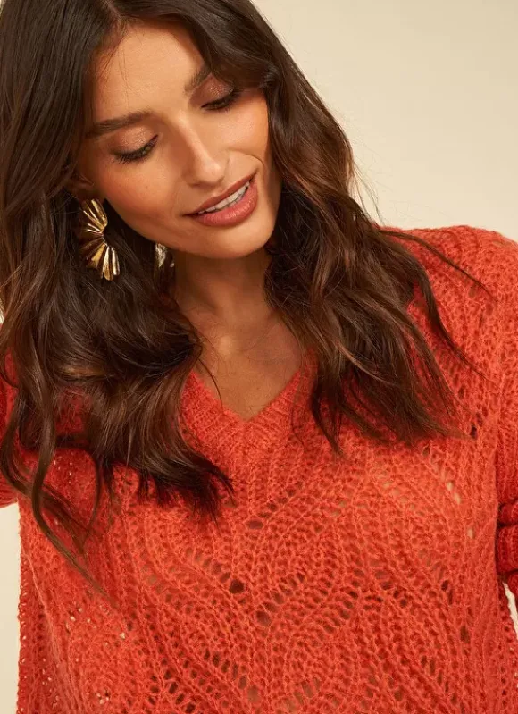 Pull Encolure V Abricot Margot Sud Express