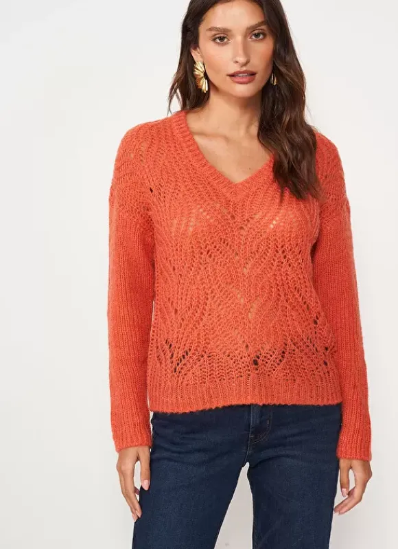Pull Encolure V Abricot Margot Sud Express