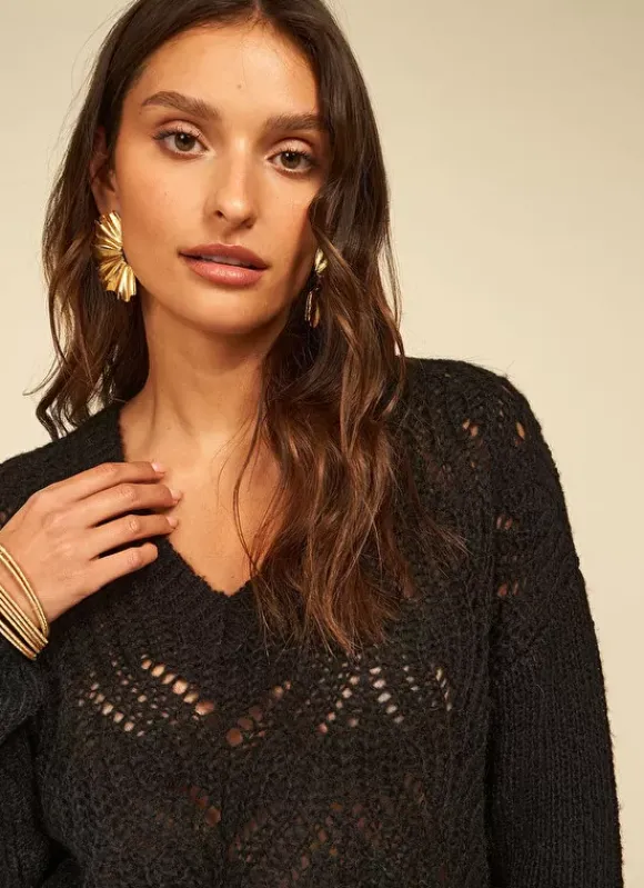 Pull Encolure V Noir Margot Sud Express