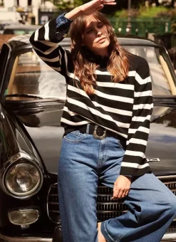 Pull Mariniere A Col Rond Noir Meditha Sud Express