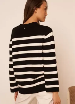 Pull Mariniere A Col Rond Noir Meditha Sud Express