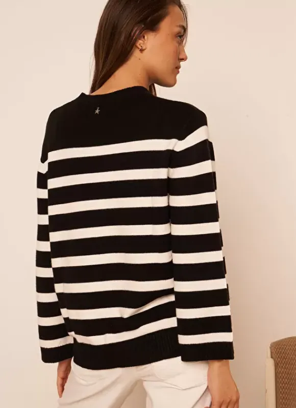 Pull Mariniere A Col Rond Noir Meditha Sud Express
