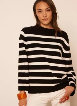 Pull Mariniere A Col Rond Noir Meditha Sud Express