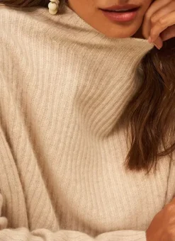 Pull Pur Cachemire A Cotes Beige Chine Monetalou Sud Express