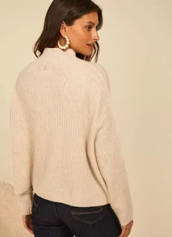 Pull Pur Cachemire A Cotes Beige Chine Monetalou Sud Express