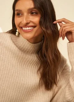 Pull Pur Cachemire A Cotes Beige Chine Monetalou Sud Express