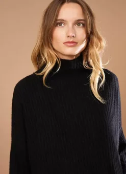 Pull Pur Cachemire A Cotes Noir Monetalou Sud Express