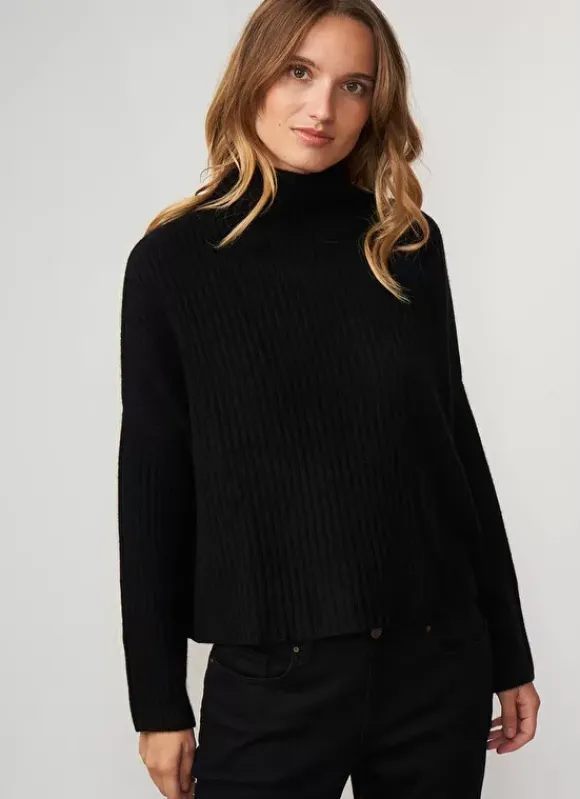 Pull Pur Cachemire A Cotes Noir Monetalou Sud Express