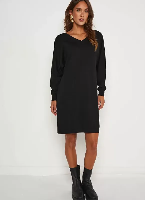 Robe Courte Col V Noir Ronamo Sud Express