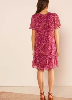 Robe Courte Imprimee, Encolure V Framboise Ralorie Sud Express