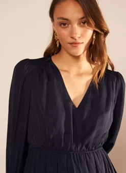 Robe Courte Satin A Encolure V Marine Rascalou Sud Express