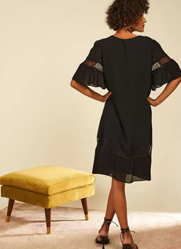 Robe Details Dentelle Noir Riloubi Sud Express