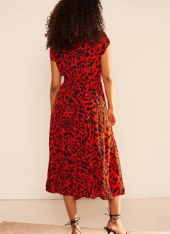 Robe Midi Cache-Coeur Imprimee Rouge Rixies Sud Express