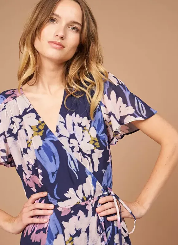 Robe Midi Cache-Coeur Imprimee Violet Roxary Sud Express