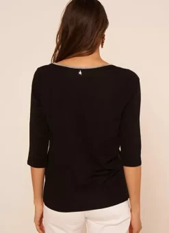 Tee-Shirt Col V Et Manches 3/4 Noir Tonyla Sud Express