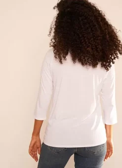 Tee-Shirt Col V Et Manches 3/4 Blanc Tonyla Sud Express