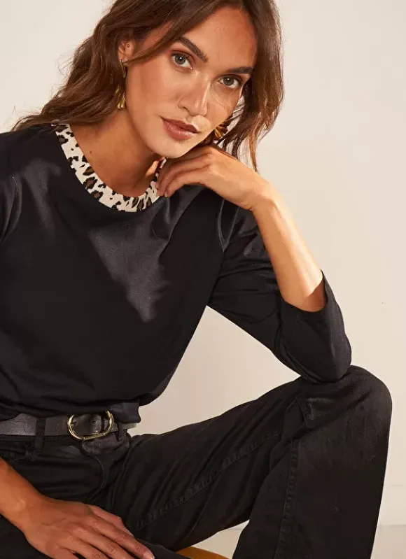 Tee-Shirt Detail Leopard Noir Thilda Sud Express