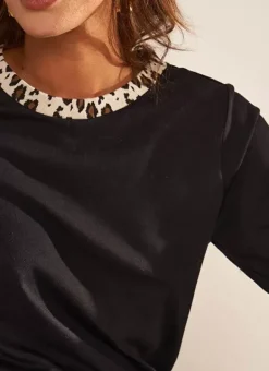 Tee-Shirt Detail Leopard Noir Thilda Sud Express