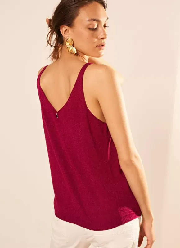 Top Details Maille Scintillante Framboise Demoiselles Sud Express