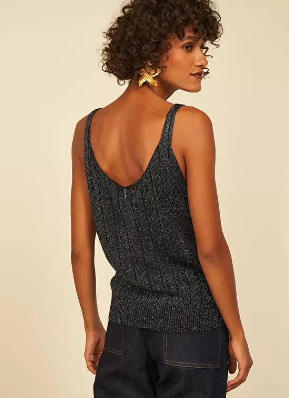 Top En Maille Scintillant Noir Dolce Sud Express