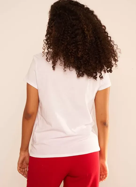 T-Shirt A Col V Blanc Thelma Sud Express